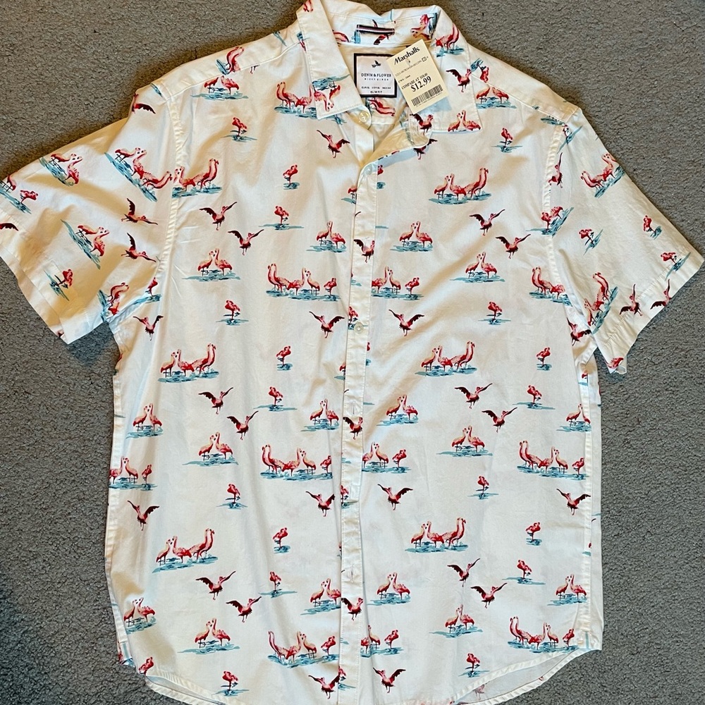 Men’s XL Slim fit Flamingo Hawaiian Shirt